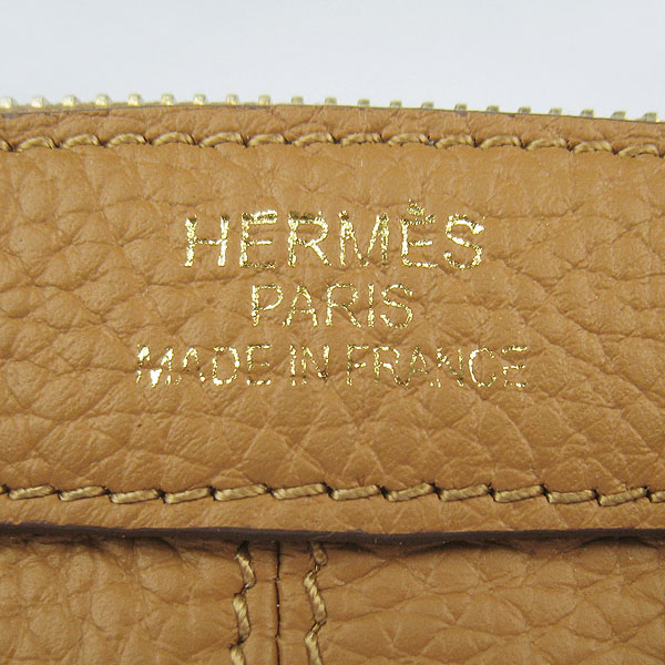 Fake Hermes New Arrival Double-duty leather handbag Light Coffee 60669